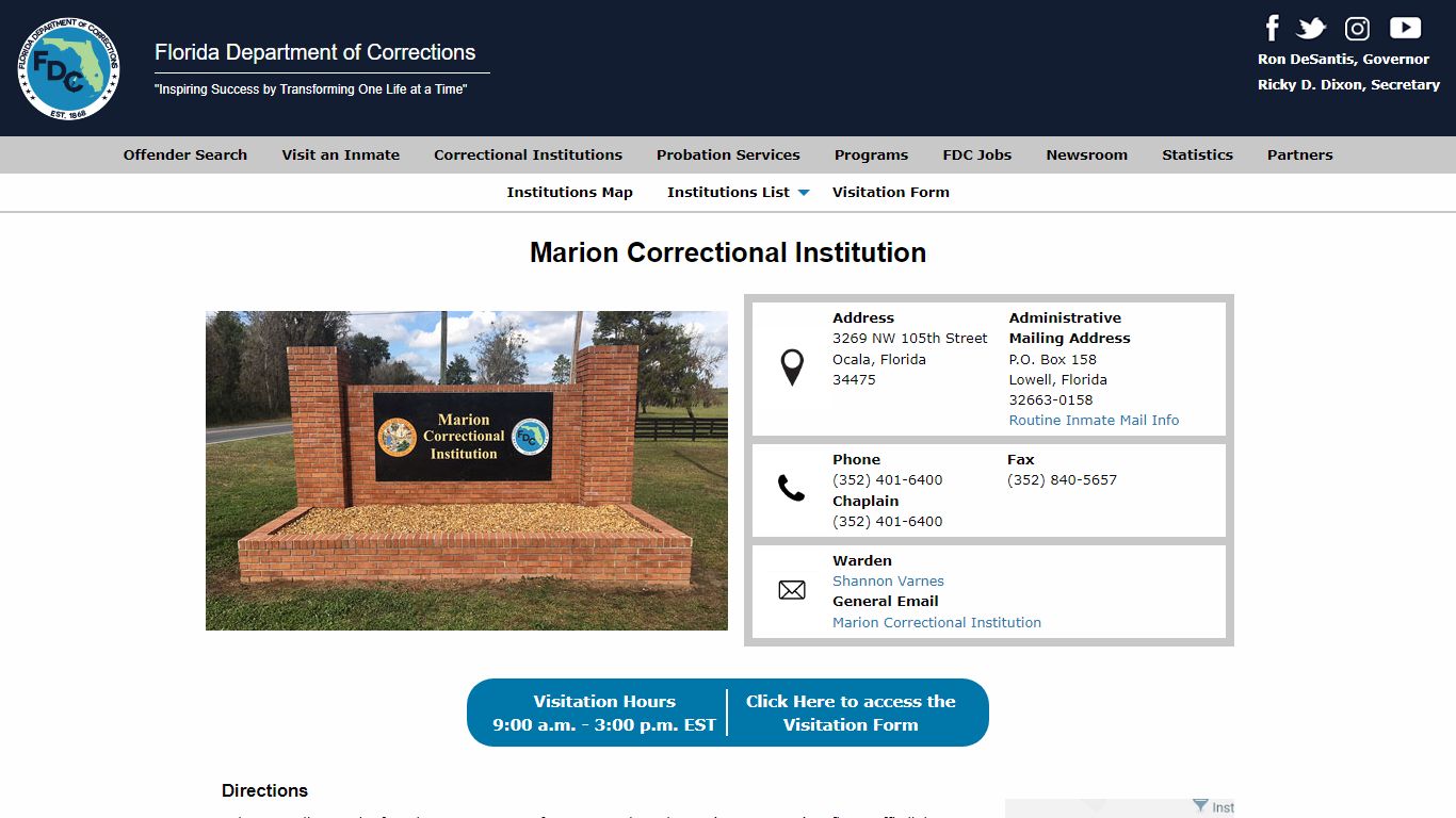 Marion Correctional Institution -- Florida Department of Corrections