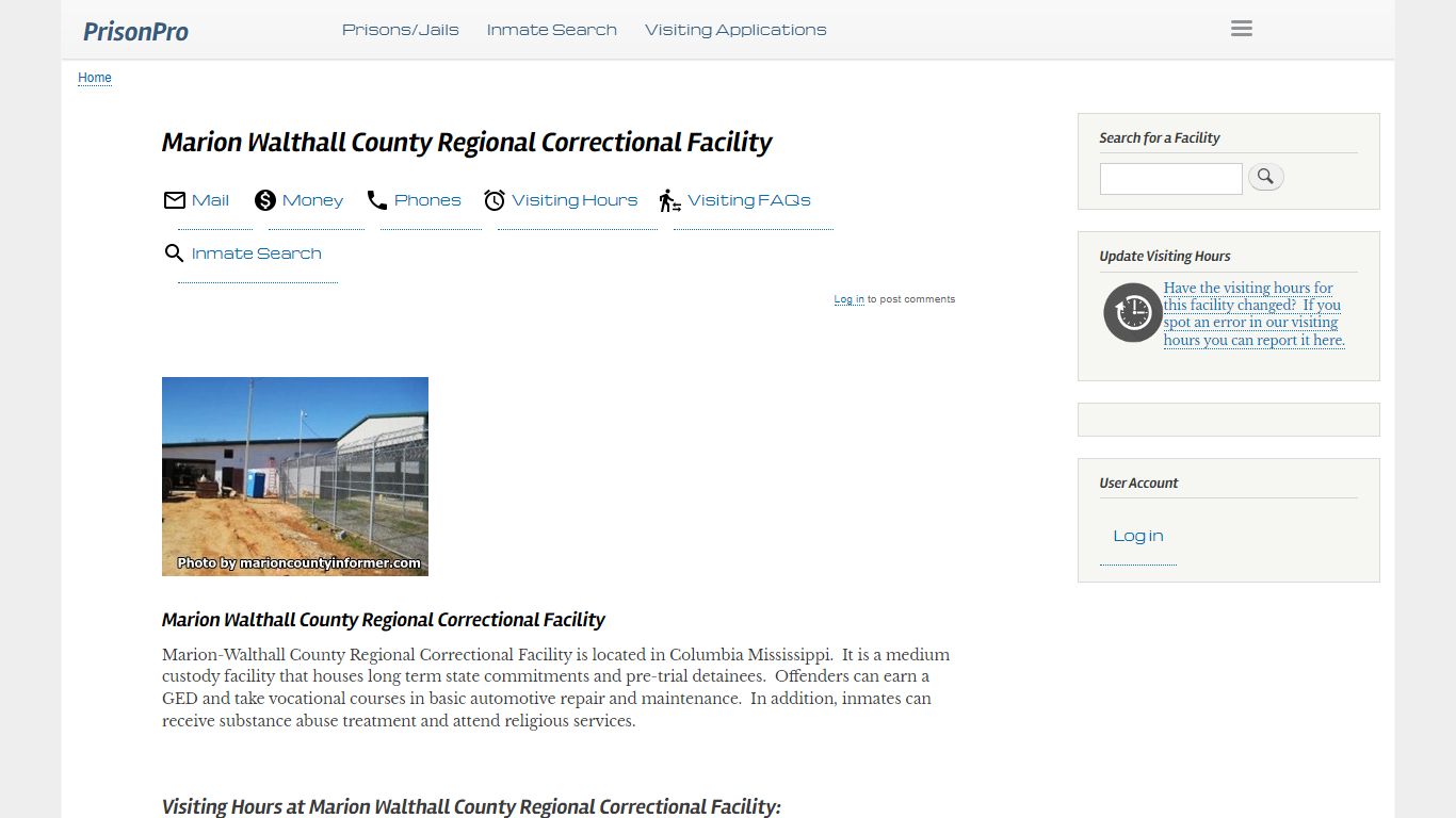 Marion Walthall County Regional Correctional Facility - PrisonPro
